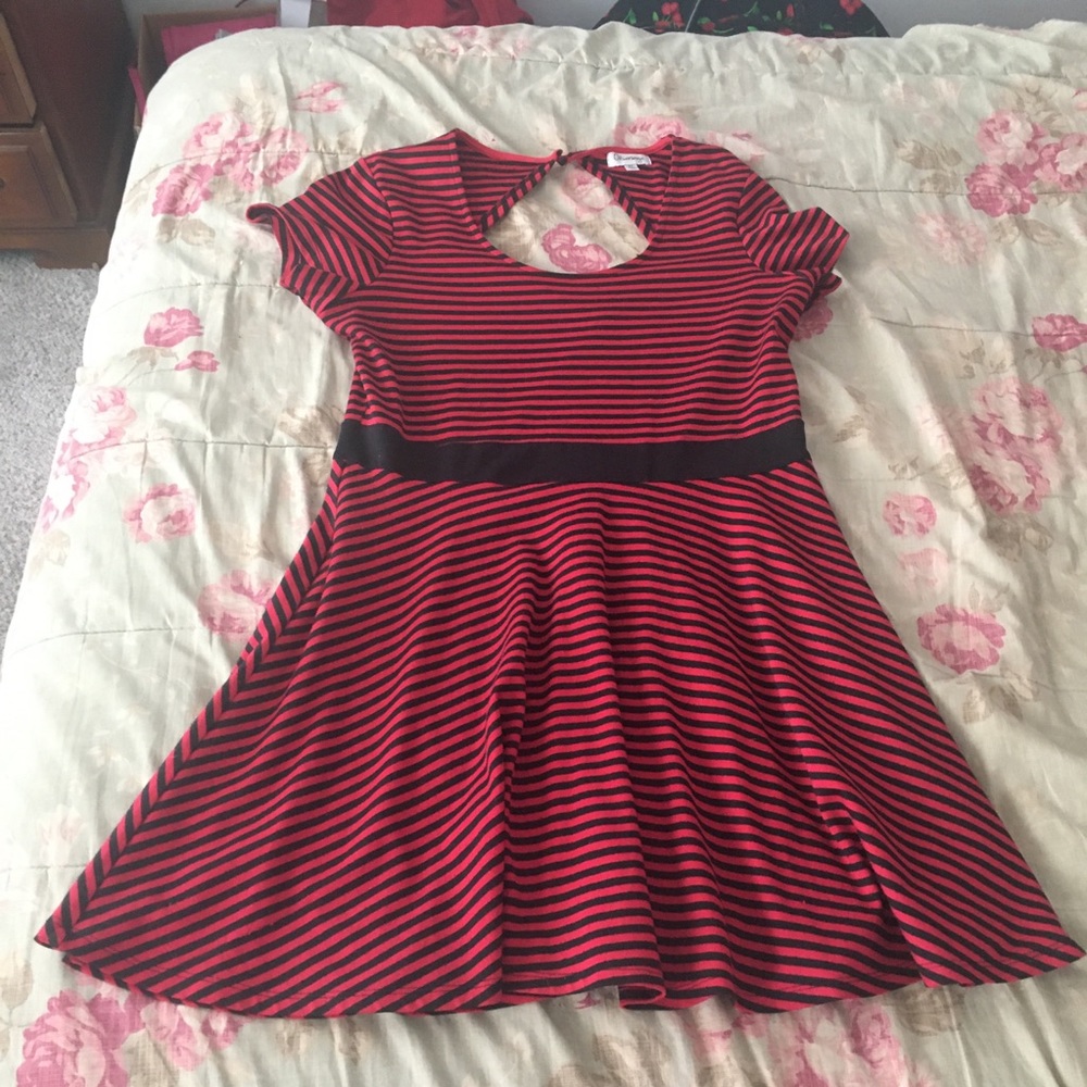 Red and black striped dress